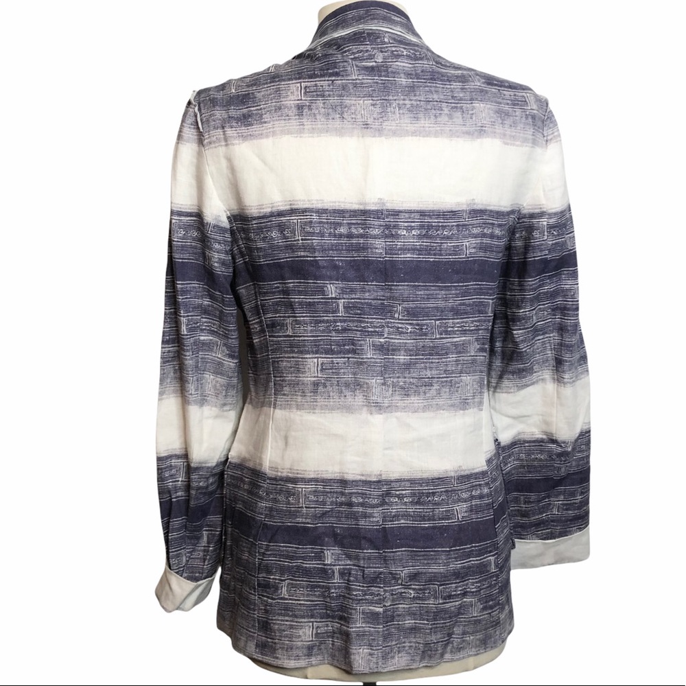 Raquel Allegra Indigo Linen Blend One Button Blazer Jacket - Picture 9 of 12
